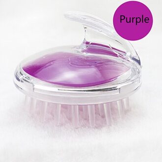 Draagbare Handmatige Siliconen Haar Hoofdhuid Massager Shampoo Borstel Wassen Kam Bad Douche Haren Care Verwijderen Exfoliëren Massage Tool paars