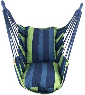 Draagbare Hangmat Stoel Opknoping Touw Stoel Met 2 Kussens Voor Tuin Indoor Outdoor Hangmat Schommels #38 blauw