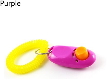 Draagbare Hond Grote Knop Training Guide Clicker Met Pols Bands Strap Trainer Delicate Knop Clicker Huisdieren Hond Kat Huisdier Clicker Paars