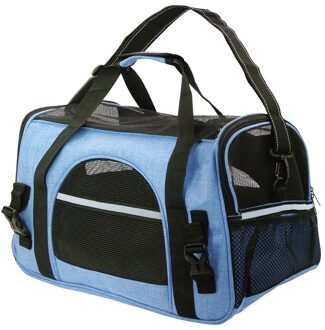 Draagbare Hond Kat Draagtas Huisdier Puppy Reistassen Ademend Mesh Kleine Hond Kat Chihuahua Carrier Uitgaande Huisdieren Handtas Blauw / L