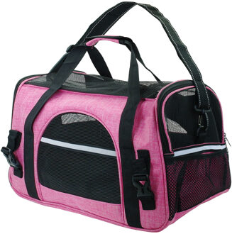 Draagbare Hond Kat Draagtas Huisdier Puppy Reistassen Ademend Mesh Kleine Hond Kat Chihuahua Carrier Uitgaande Huisdieren Handtas roos / S