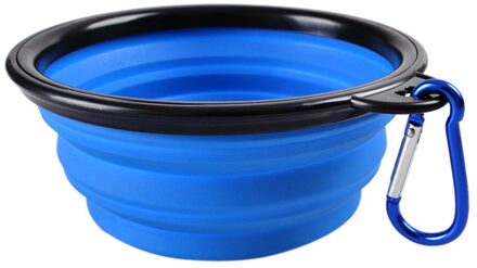 Draagbare Hond Kom Opvouwbare Inklapbare Pet Kat Hond Voedsel Water Voeden Reizen Kom Hond Accessoires Миски Для Собак # Py Blauw