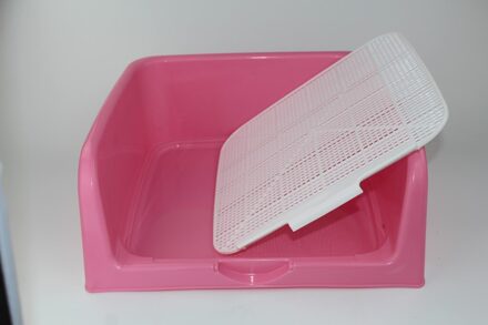 Draagbare Hond Wc, Honden Indoor Training Honden-Wc Dubbele Mobiele Plastic Te Schoon Teddy Dierbenodigdheden Roze