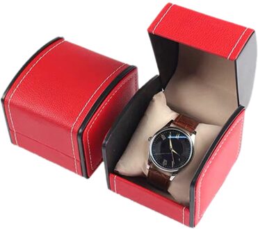 Draagbare Horloge Doos Pu Lederen Horloge Case Houder Organizer Opslag Armband Vintage Sieraden Doos Display Voor Mannen Vrouwen rood