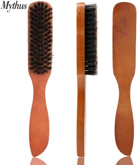 Draagbare Houten Handvat Baard Borstel Varkenshaar Mannen Facial Snor Kam Multifunctionele Haar Plagen Kam Scheren Schoonmaken Tool