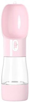 Draagbare Huisdier Hond Water Fles Outdoor Puppy Drinken Kom Reizen Kat Dispenser Feeder Met Voedsel Container Huisdier Drinkbeker Roze