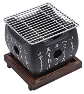 Draagbare Japanse Bbq Grill Houtskool Barbecue Grills Aluminium Indoor Outdoor Bbq Grill Pan Barbecue Kachel zwart