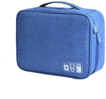 Draagbare Kabel Digitale Opbergzakken Organizer Usb Gadgets Draden Charger Power Battery Rits Cosmetische Bag Case Accessoires Item blauw