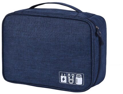 Draagbare Kabel Digitale Opbergzakken Organizer Usb Gadgets Draden Charger Power Battery Rits Cosmetische Bag Case Accessoires Item DeepBlue