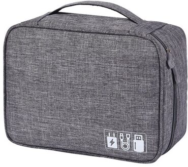 Draagbare Kabel Digitale Opbergzakken Organizer Usb Gadgets Draden Charger Power Battery Rits Cosmetische Bag Case Accessoires Item grijs