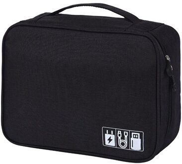 Draagbare Kabel Digitale Opbergzakken Organizer Usb Gadgets Draden Charger Power Battery Rits Cosmetische Bag Case Accessoires Item zwart