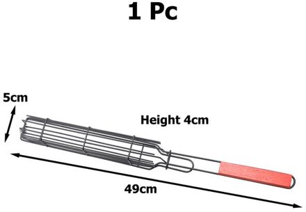Draagbare Kabob Bbq Grillen Mand Roestvrij Staal Anti-aanbak Barbecue Grill Mand Gereedschap Mesh Keuken Gereedschap Keuken Accessoires 1stk Grilling Basket
