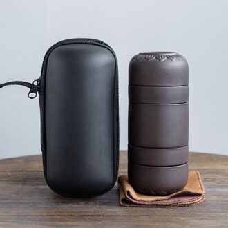 Draagbare Keramische Theepot Gaiwan Theekopjes Handgemaakte Reizen Kantoor Concentrische Cup Chinese Kung Fu Thee Set Waterfles Reistas donker grijs