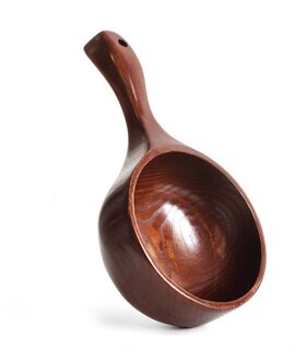 Draagbare Koken Opknoping Gat Verdikte Lepel Wassen Rijst Effen Hout Water Scoop Keuken Gebruiksvoorwerp Restaurant Badkamer bruin