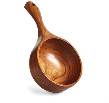 Draagbare Koken Opknoping Gat Verdikte Lepel Wassen Rijst Effen Hout Water Scoop Keuken Gebruiksvoorwerp Restaurant Badkamer