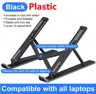 Draagbare Laptop Houder Notebook Stand Voor Notebook Macbook Pro Ipad Opvouwbare Laptop Stand Antislip Verstelbare Desktop zwart