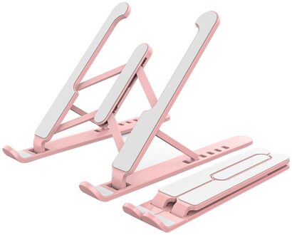 Draagbare Laptop Houder Stand Opvouwbare Abs Ondersteuning Base Notebook Stand Voor Lapdesk Computer Verstelbare Houder Beugel Antislip roze