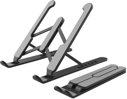 Draagbare Laptop Houder Stand Opvouwbare Abs Ondersteuning Base Notebook Stand Voor Lapdesk Computer Verstelbare Houder Beugel Antislip zwart