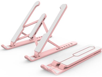 Draagbare Laptop Houder Stand Opvouwbare Ondersteuning Base Notebook Stand Voor Macbook Pro Computer Laptop Houder Cooling Beugel Riser ABS roos roze