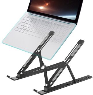 Draagbare Laptop Houder Stand Opvouwbare Ondersteuning Base Notebook Stand Voor Macbook Pro Computer Laptop Houder Cooling Beugel Riser Aluminium zwart