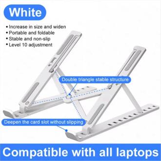 Draagbare Laptop Stand Ondersteuning Base Notebook Stand Voor Macbook Pro Lapdesk Computer Laptop Houder Cooling Beugel Riser wit
