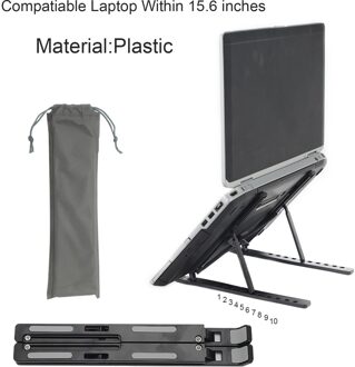 Draagbare Laptop Stand Opvouwbaar Notebook Ondersteuning Laptop Base Computer Bureau Holder Verstelbare Beugel Thuis En Kantoor Oragnizer Type1 ABS zwart