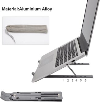 Draagbare Laptop Stand Opvouwbaar Notebook Ondersteuning Laptop Base Computer Bureau Holder Verstelbare Beugel Thuis En Kantoor Oragnizer Type3 Metal grijs