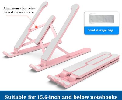 Draagbare Laptop Stand Opvouwbaar Ondersteuning Base Notebook Stand Voor Notebook Tablet Pc Cooling Beugel roze 6 files