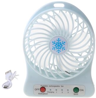 Draagbare Led Licht Mini Fan Luchtkoeler Mini Desk Usb Ventilator Derde Wind Usb Fan Oplaadbare Abs Draagbare Kantoor Outdoor thuis Blauw