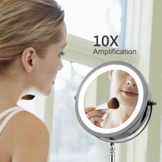 Draagbare LED Verlichte Make-Up Spiegel 7 Inch 10x Vergroting Dual Side 360 Graden Roterende Make-Up Spiegel Cosmetische Tool Voor Vrouwen