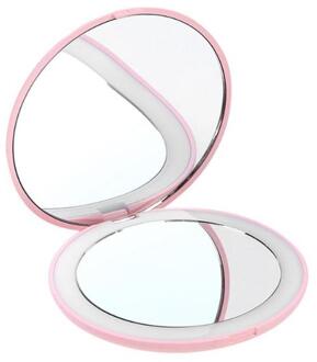 Draagbare LED Verlichte Make-Up Spiegel Vouwen Vergrootglas Ronde Cosmetische Spiegel Draagbare Vanity LED Spiegel Met Licht Beauty Tool