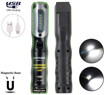 Draagbare Led Zaklamp Oplaadbare Magnetische Zaklamp Led Verlichting Cob Inspectie Lamp Voor Outdoor Camping Werken Vissen