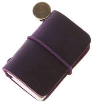 Draagbare Lederen Reizen Boek Mini Journal Boekje Handgemaakte Cover Met Insert Brochure Creatieve Accessoires Schrijven Voor Mannen paars