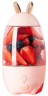 Draagbare Leuke Konijnenoren Elektrische Juicer Cup Huishoudelijke Usb Opladen Mini Smoothie Fruit Blender Uitgaande Juicer Extractor U1JE roze