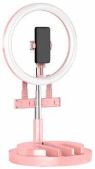 Draagbare Live Licht Supplement Beugel Statief Beugel Mobiele Telefoon Houder Video Fotografie Self Photo Ring Lamp roze