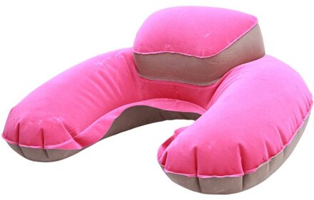 Draagbare Lucht Kussen Opblaasbare U-vorm Nek Blow Up Kussen Pvc Massaal Vouwen Reizen Kantoor Vliegtuig Kussen heet roze