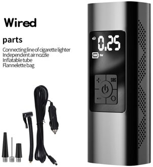 Draagbare Luchtcompressor Mini Bandenpomp Met Digitale Lcd-scherm Led Licht Oplaadbare Batterij Voor Auto Motorfiets Fietsen Wired