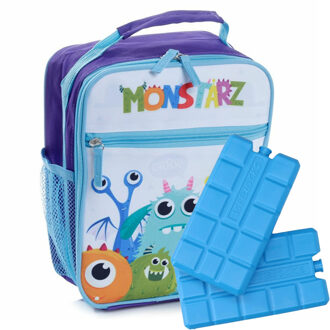 Draagbare lunch koeltas met 2x koelelement - Monstarz print - 5,8 liter - Koeltas Multikleur