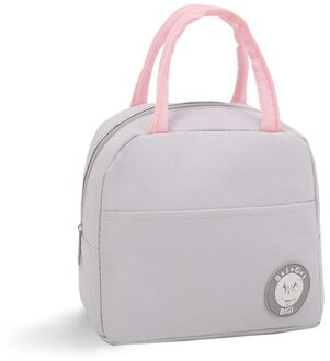 Draagbare Lunch Tas Thermische Geïsoleerde Lunch Box Tote Koeler Handtas Bento Pouch Diner Container School Voedsel Opbergzakken #4 Grijs