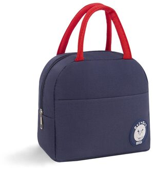 Draagbare Lunch Tas Thermische Geïsoleerde Lunch Box Tote Koeler Handtas Bento Pouch Diner Container School Voedsel Opbergzakken #4 marine