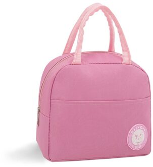 Draagbare Lunch Tas Thermische Geïsoleerde Lunch Box Tote Koeler Handtas Bento Pouch Diner Container School Voedsel Opbergzakken #4 Roze