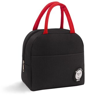 Draagbare Lunch Tas Thermische Geïsoleerde Lunch Box Tote Koeler Handtas Bento Pouch Diner Container School Voedsel Opbergzakken #4 zwart