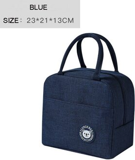 Draagbare Lunch Tas Thermische Geïsoleerde Lunch Box Tote Koeler Handtas Bento Pouch Diner Container School Voedsel Opslag Zakken blauw