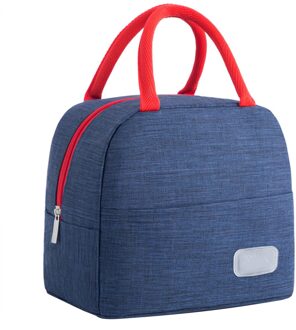 Draagbare Lunch Tas Thermische Geïsoleerde Lunch Box Tote Koeler Handtas Bento Pouch Diner Container School Voedsel Opslag Zakken donker blauw