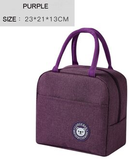 Draagbare Lunch Tas Thermische Geïsoleerde Lunch Box Tote Koeler Handtas Bento Pouch Diner Container School Voedsel Opslag Zakken paars