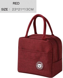 Draagbare Lunch Tas Thermische Geïsoleerde Lunch Box Tote Koeler Handtas Bento Pouch Diner Container School Voedsel Opslag Zakken rood
