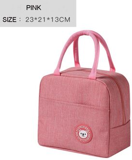 Draagbare Lunch Tas Thermische Geïsoleerde Lunch Box Tote Koeler Handtas Bento Pouch Diner Container School Voedsel Opslag Zakken roze