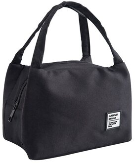 Draagbare Lunch Tas Thermische Geïsoleerde Lunch Box Tote Koeler Handtas Bento Pouch Diner Container School Voedsel Opslag Zakken zwart
