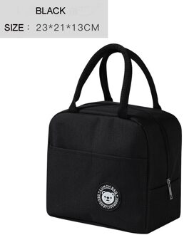 Draagbare Lunch Tas Thermische Geïsoleerde Lunch Box Tote Koeler Handtas Bento Pouch Diner Container School Voedsel Opslag Zakken zwart