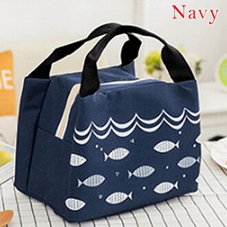 Draagbare Lunch Tassen Voor Vrouwen Handtassen Ice Cooler Picknick Zakken Geïsoleerde Thermische Lunch Box Pouch Kinderen School Voedsel Opbergtas marine